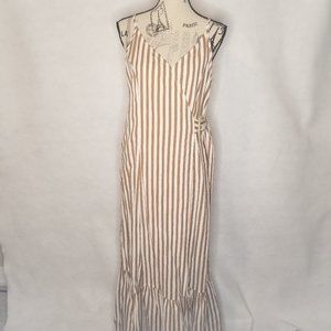 Asos- Lovely Tan & White  Wrap Around Maxi Dress